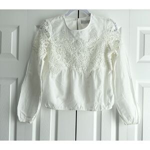Abercrombie & Fitch Blouse Size S White Lace Crochet Peasant Boho Cottagecore